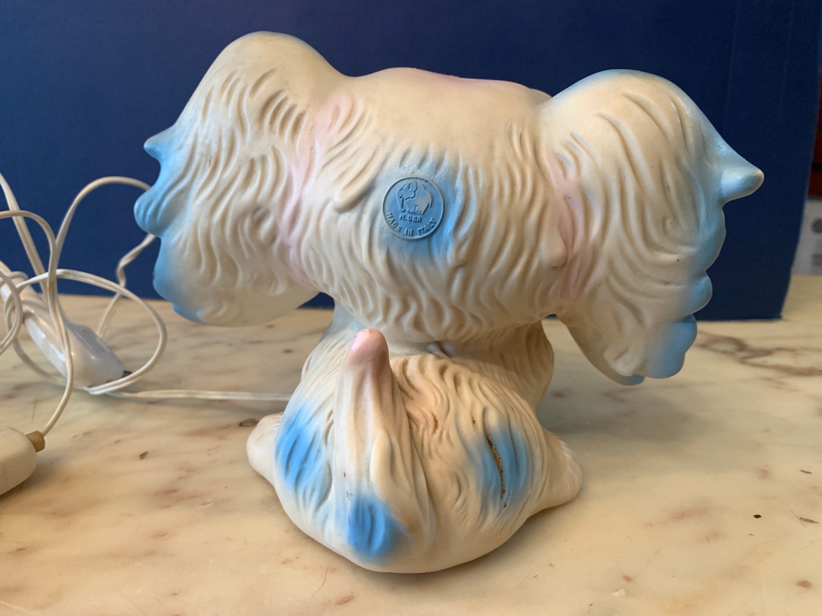 VINTAGE RUBBER TOY ABAT JOUR LAMP LEDRA LEDRAPLASTIC PUPPY DOG 1960s italy