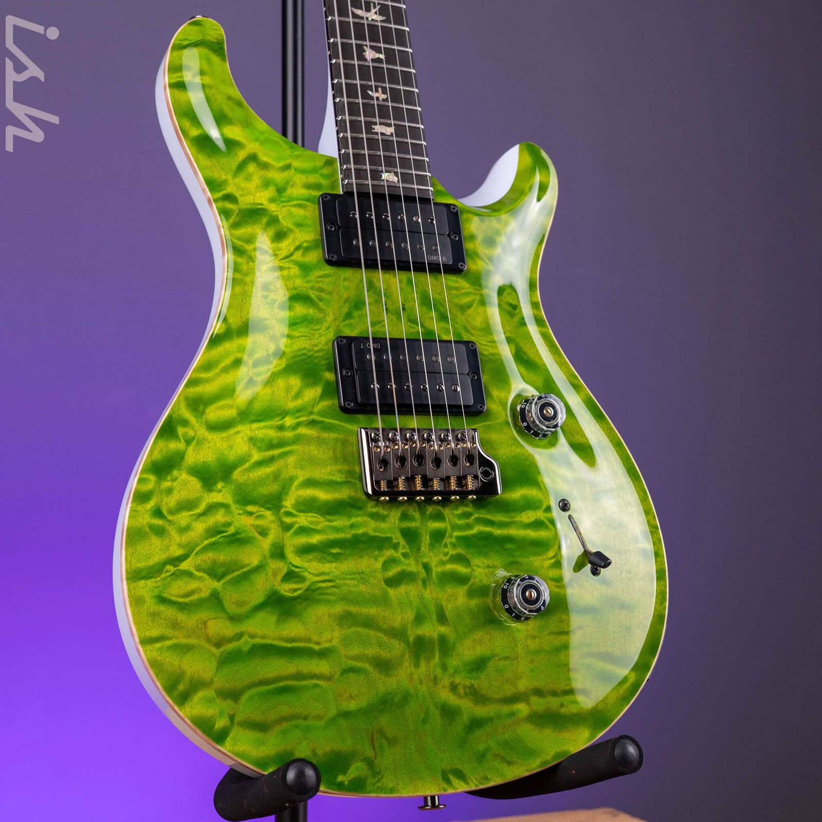 PRS Custom 24 Quilt Artist Top Eriza Verde Green with White Back Custom Color