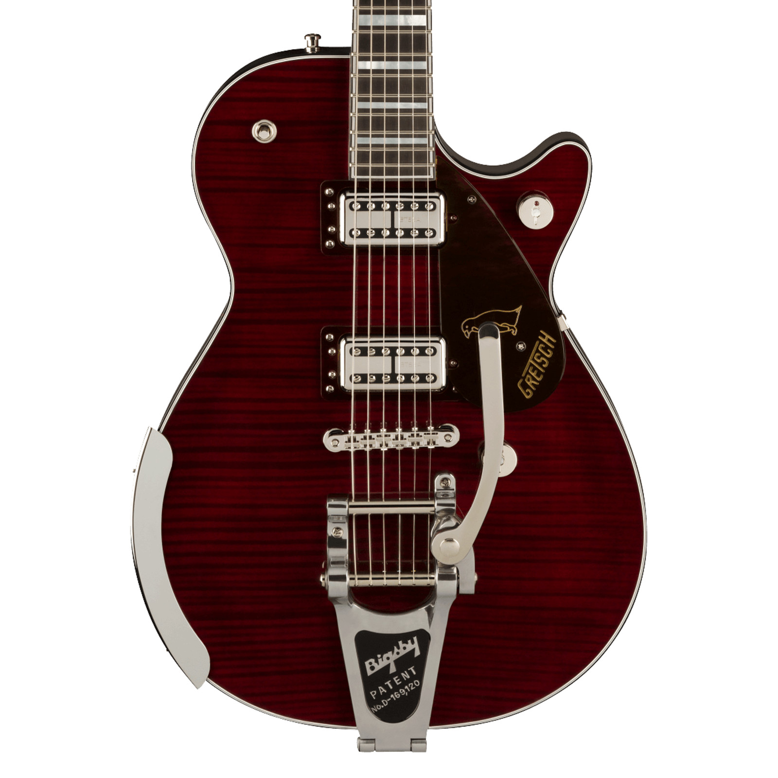 Used Gretsch G6134TFM-NH Nigel Hendroff Penguin – Dark Cherry Metallic Flame