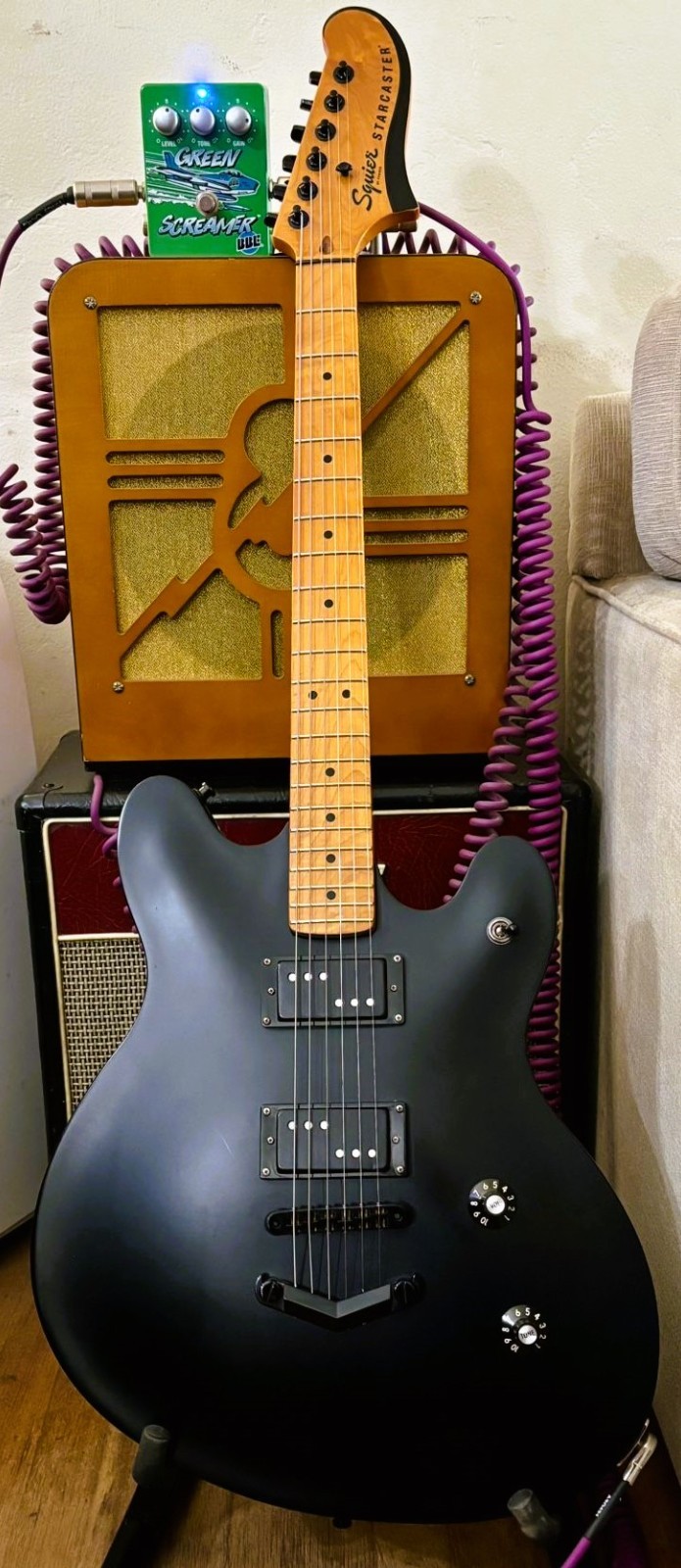 Custom Starcaster guitar Major UPGRADES Passive Black Mass Wide Range New Neck