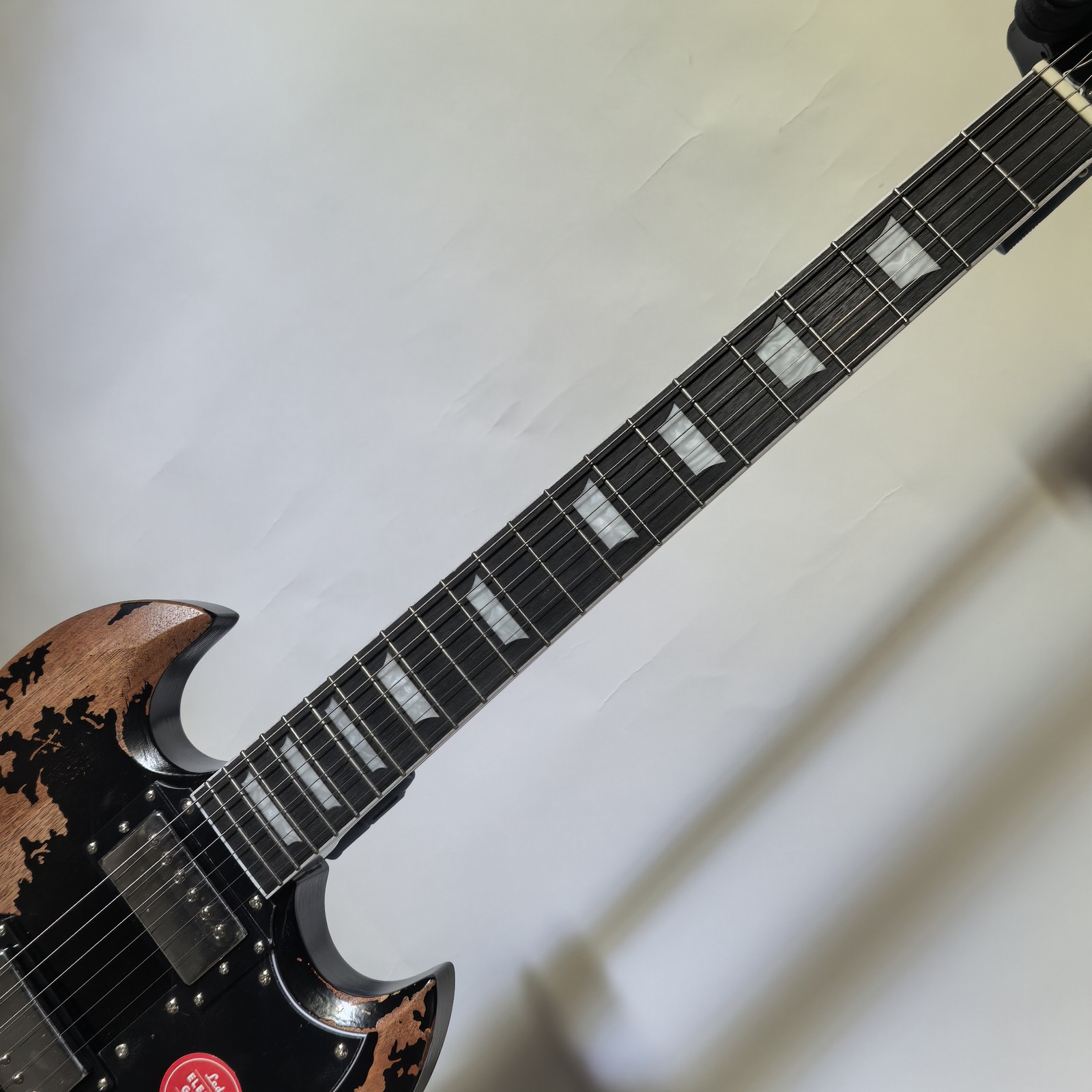 Aged Electric Guitar Stainless Steel Rounded Frets HH Pickups Solid Body Black