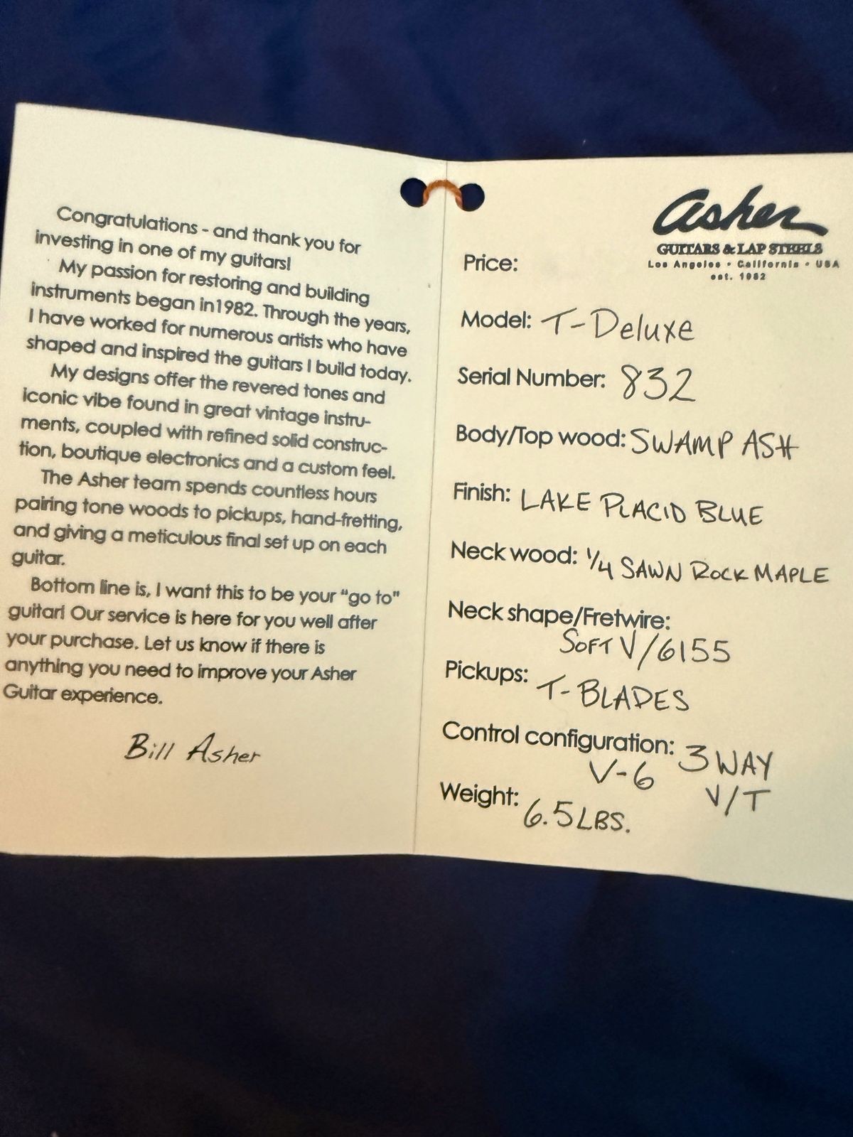 Asher T-Deluxe 2016 – Excellent!