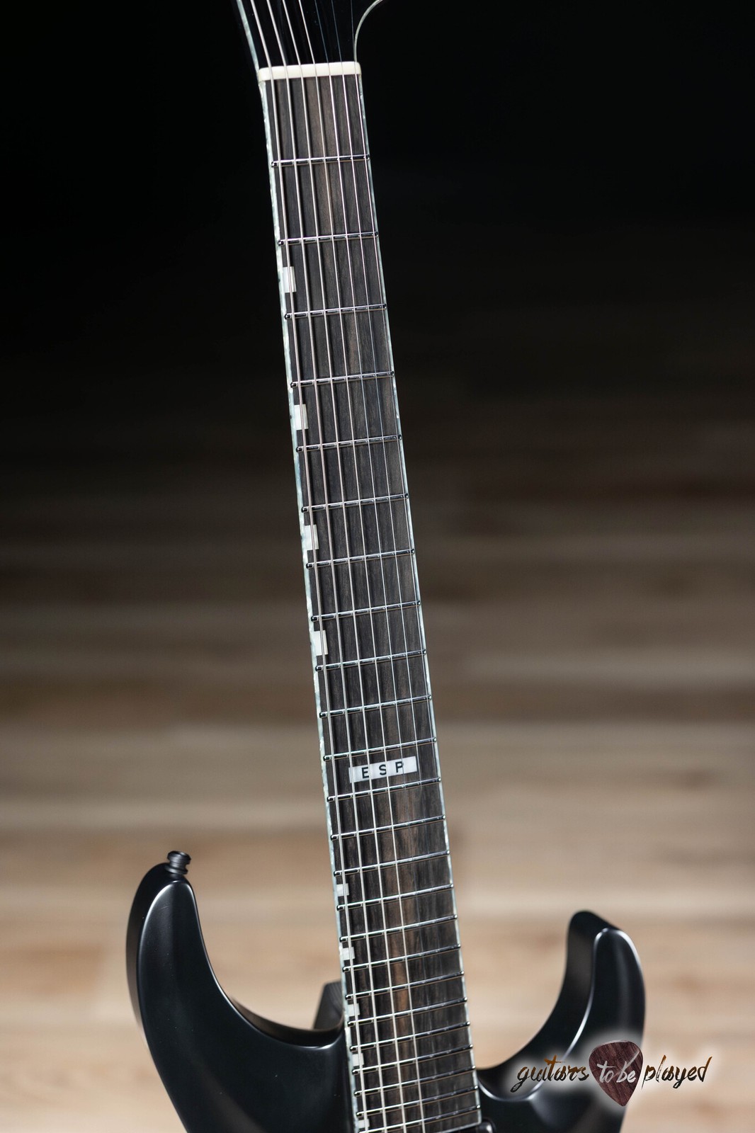 ESP E-II Horizon NT-7B Hipshot 7-String Baritone Guitar w/ Case – Black Satin
