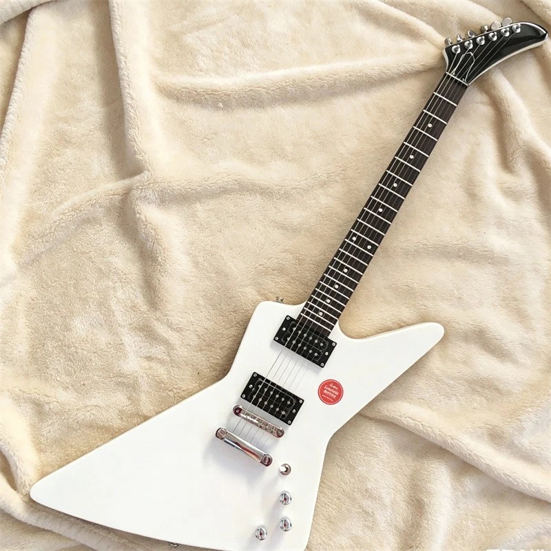 New Snow White Electric Guitar 6 String Solid Body H-H Pickup Chrome Hardware