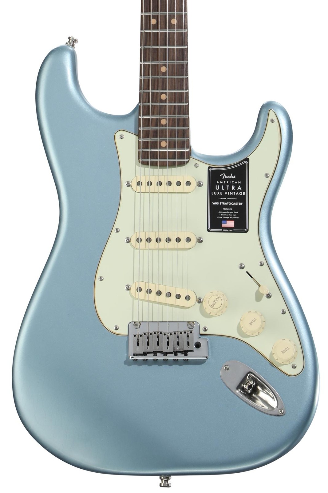 Fender American Ultra Luxe Vintage ’60s Stratocaster Electric Guitar – Ice Blue