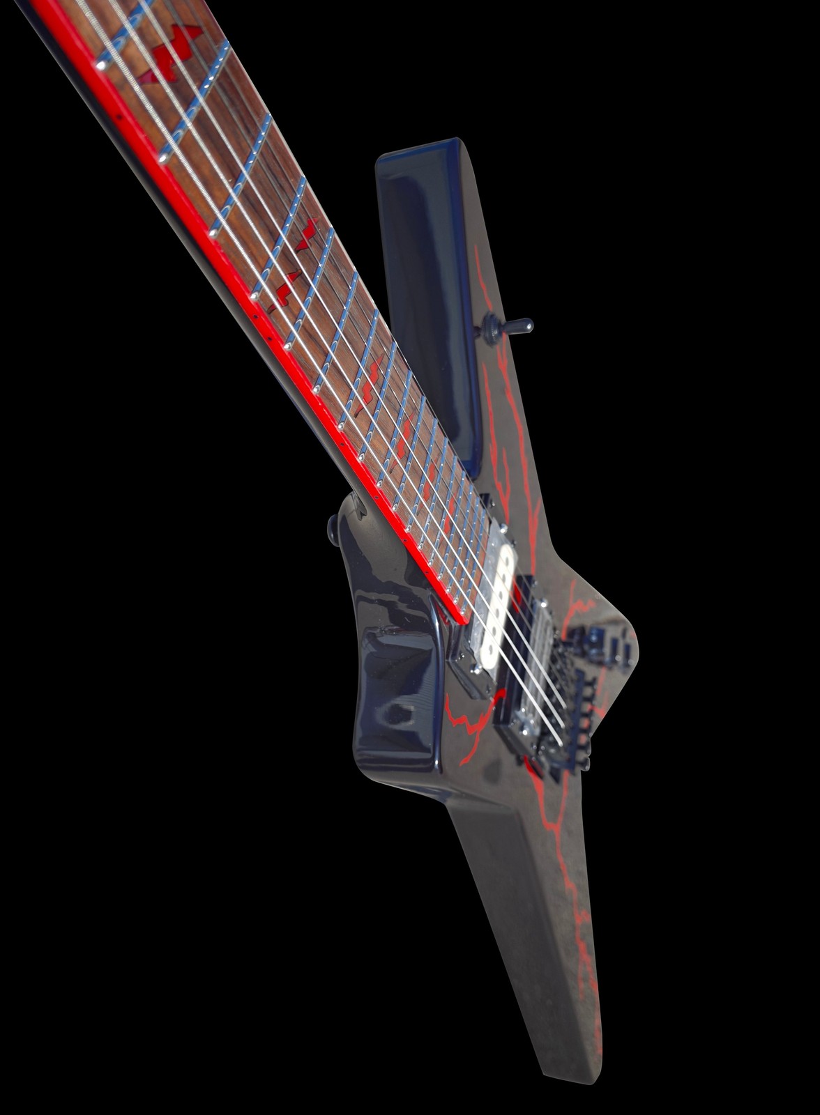 Firefly FFVX Electric Guitar Black Red Lightning Mahogany Alnico Rosewood Frets