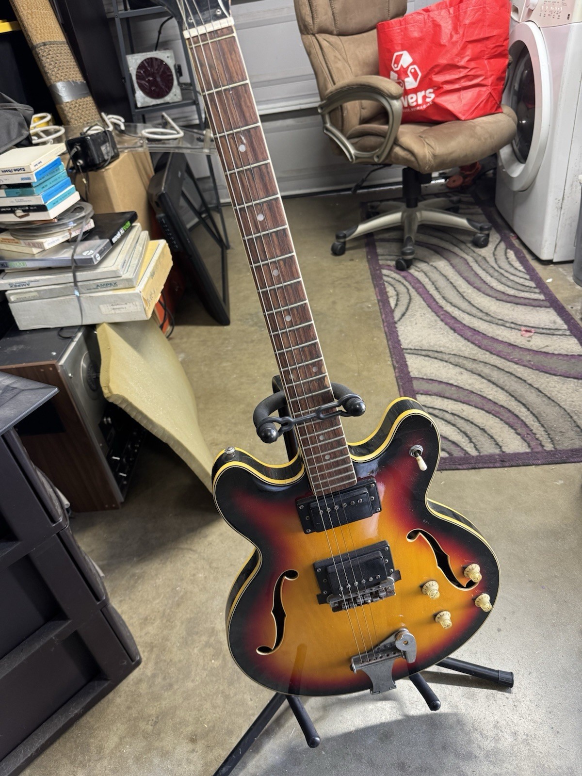 Vintage 1960s Teisco Model E-110 Tulip Sunburst Electric Guitar