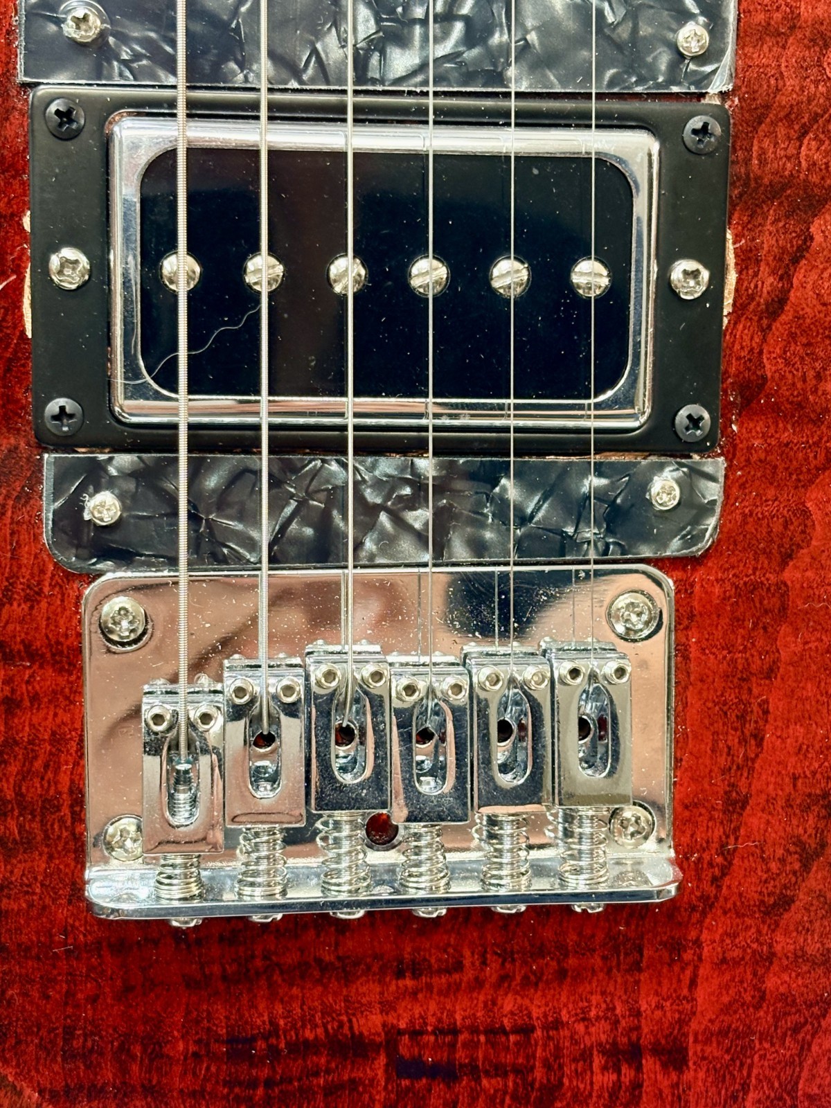 New red electric guitar with hard case, luthier made