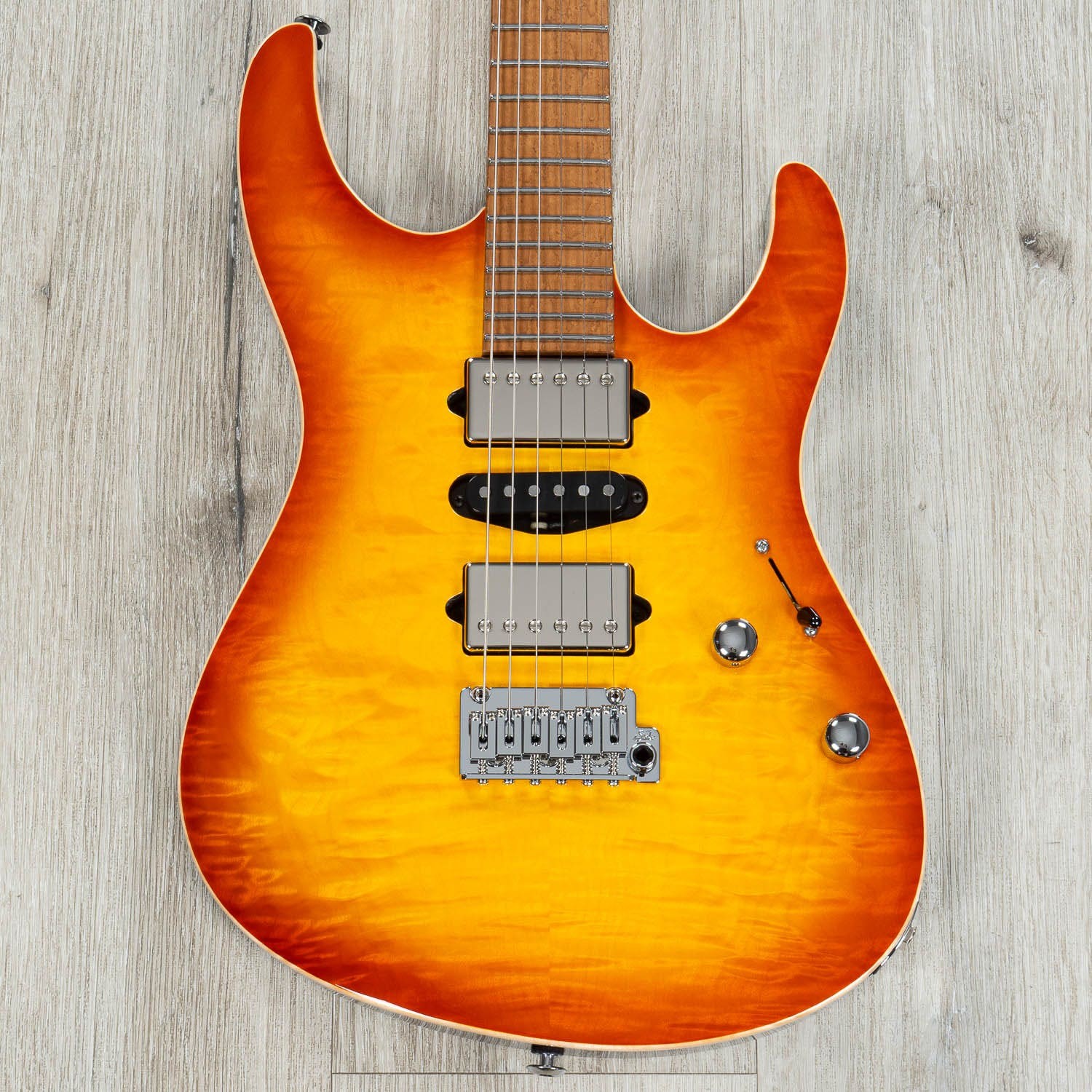 Suhr Custom Modern HSH Guitar, 5A Roasted Birdseye Maple Fretboard, Suhr Burst
