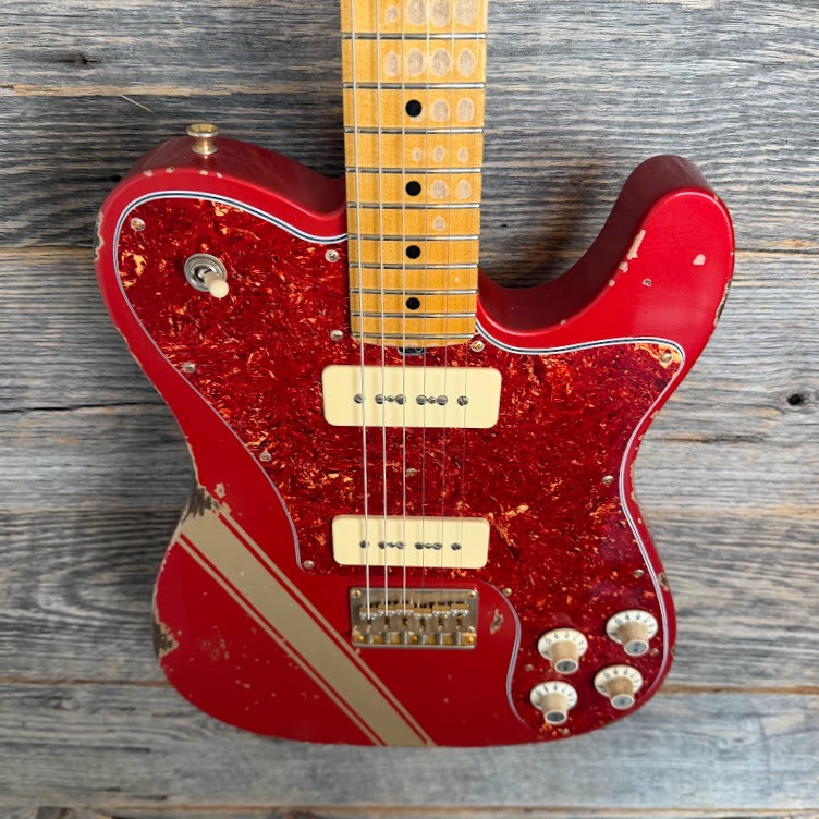 Friedman Vintage T Aged Guitar – Candy Apple Red w/Gold Stripe (Medium Aging)