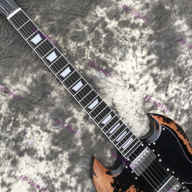 Solid Electric Guitar Stainless Rounded Fret Edge Rosewood Fretboard Aged Brown