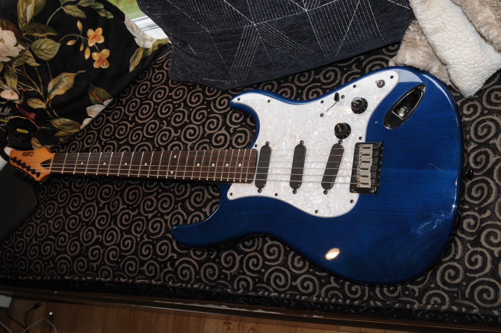 Carvin USA Bolt Strat Style Electric Guitar Translucent Blue Pearloid Pick Guard
