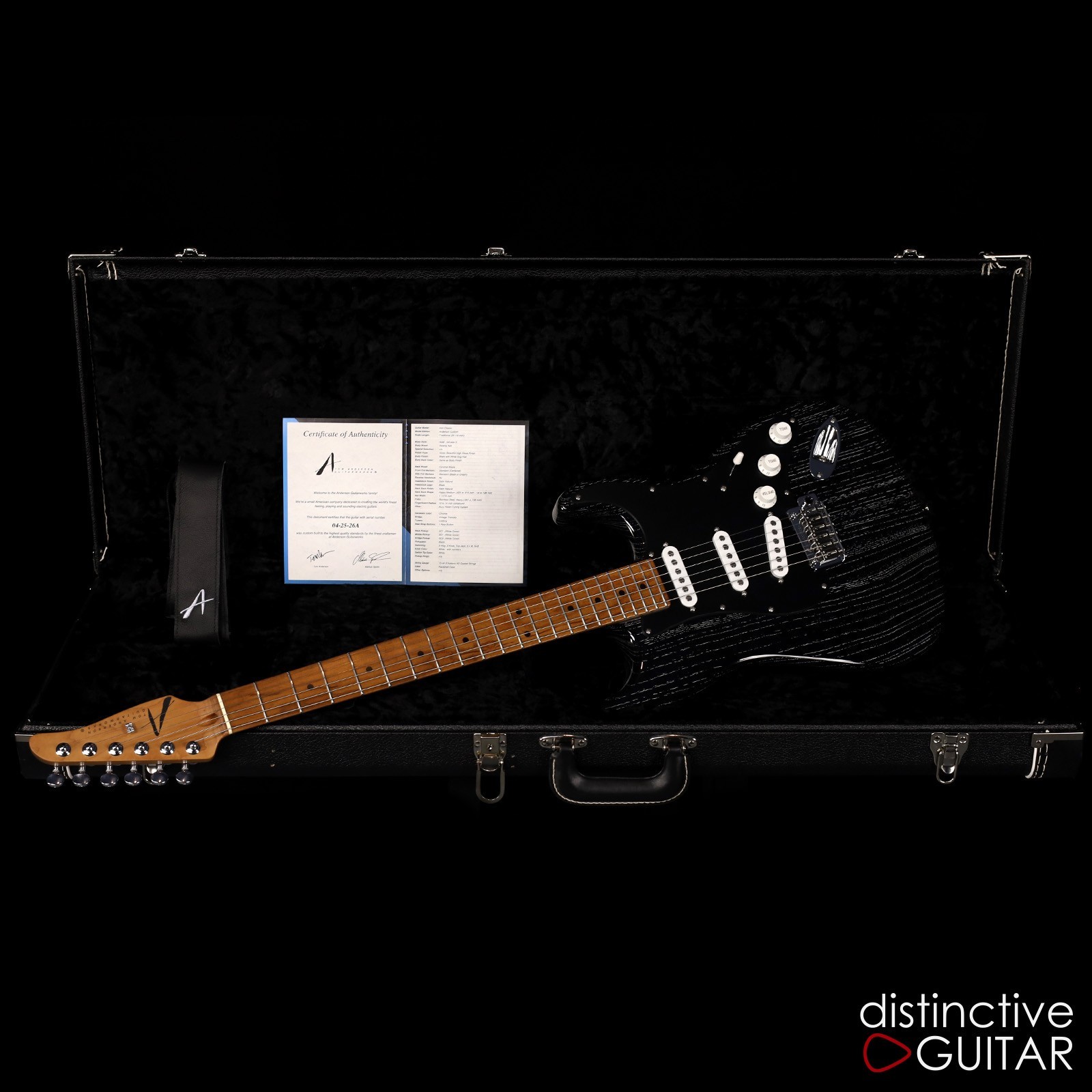 NEW TOM ANDERSON GUITARWORKS ICON CLASSIC – BLACK W/ WHITE DOG HAIR