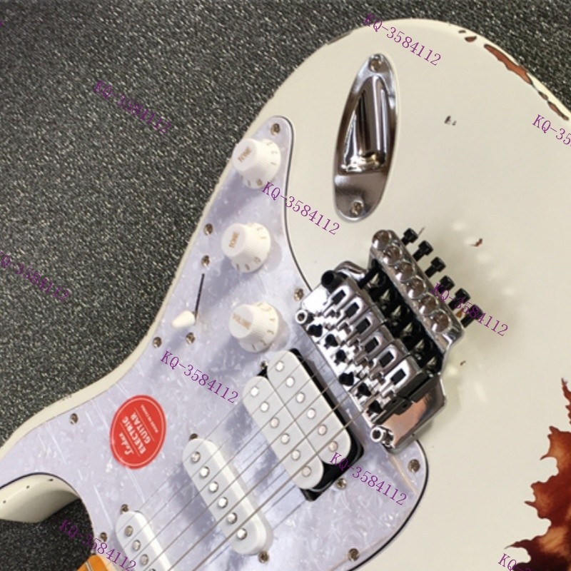 Solid Electric Guitar Stainless Rounded Fret Edge SSH Pickup Vintage Aged White