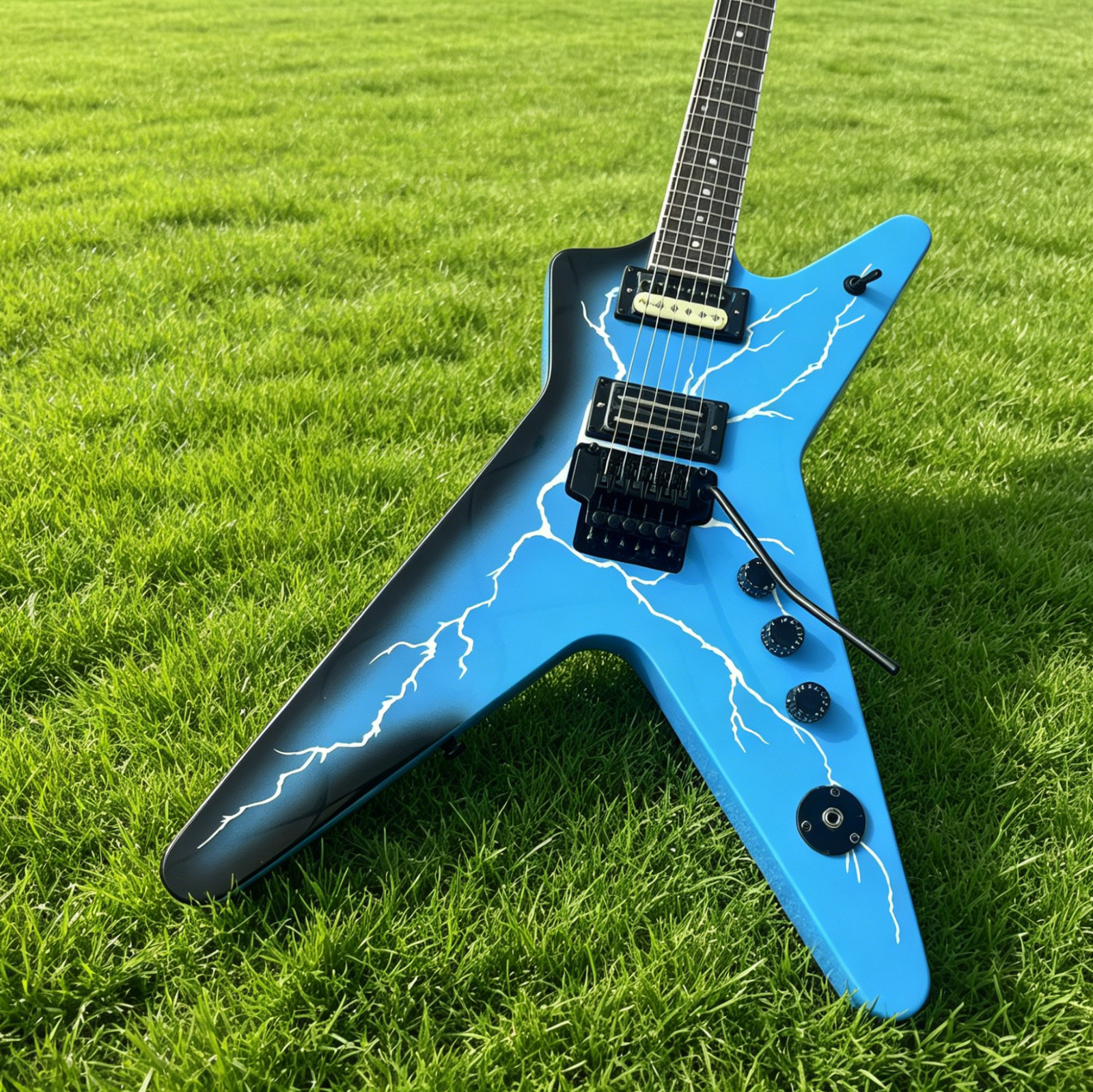 US warehouse Dimebag Dean Electric Guitar Blue Tremolo Bridge Black Hardware