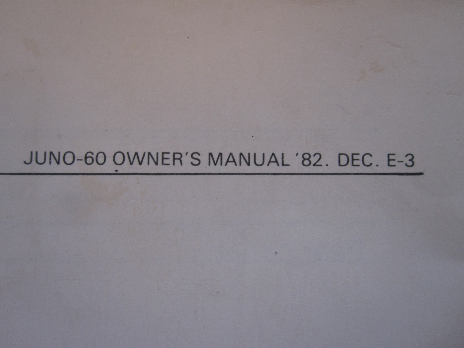 1982 owners manual Roland JUNO 60 synth synthesizer guide instruction guitar
