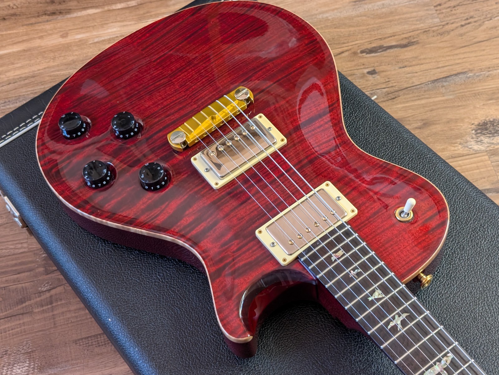 PRS Singlecut Semi-Hollow Electric Guitar 2007 Black Cherry 10 Top Bra Rosewood