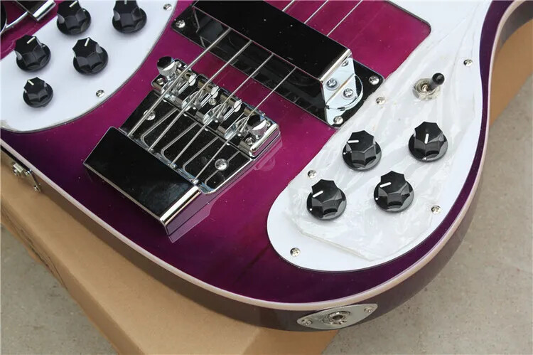 Rare Purple Double Neck Electric Guitar Triangle MOP Fingerboard Inlay 6 strings
