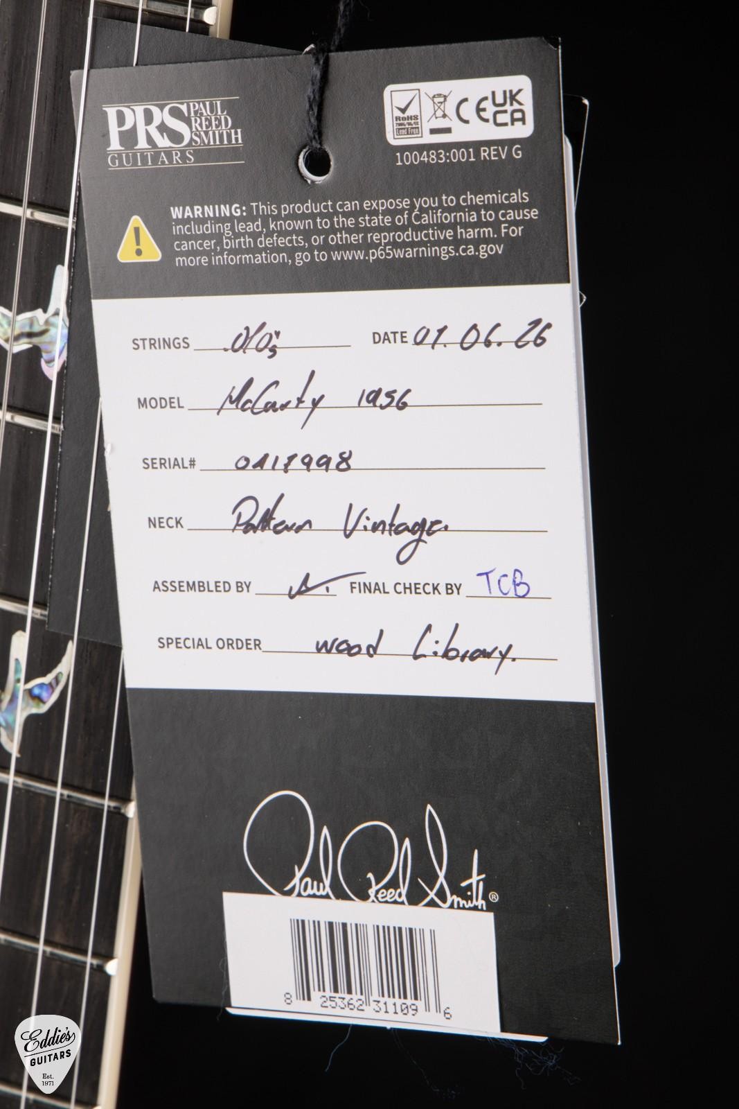 PRS Eddie’s Guitars Wood Library McCarty 594 Singlecut Copperhead Burst