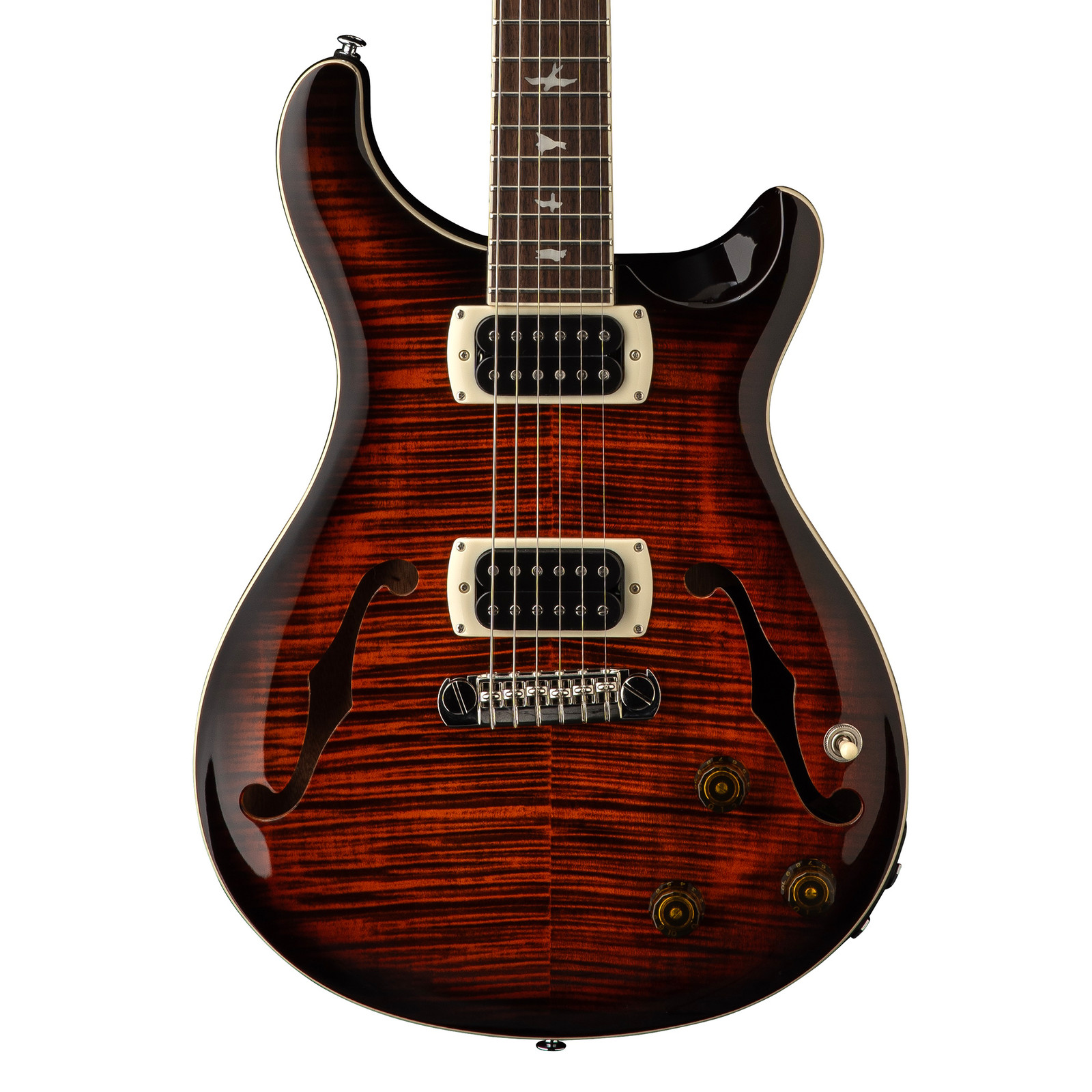 PRS SE Flat Back Hollowbody I Piezo Electric Guitar – Orange Tiger Smokeburst