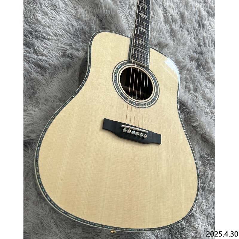 Acoustic guitar D45 Solid spruce board top abalone binding and inlay bone nut an