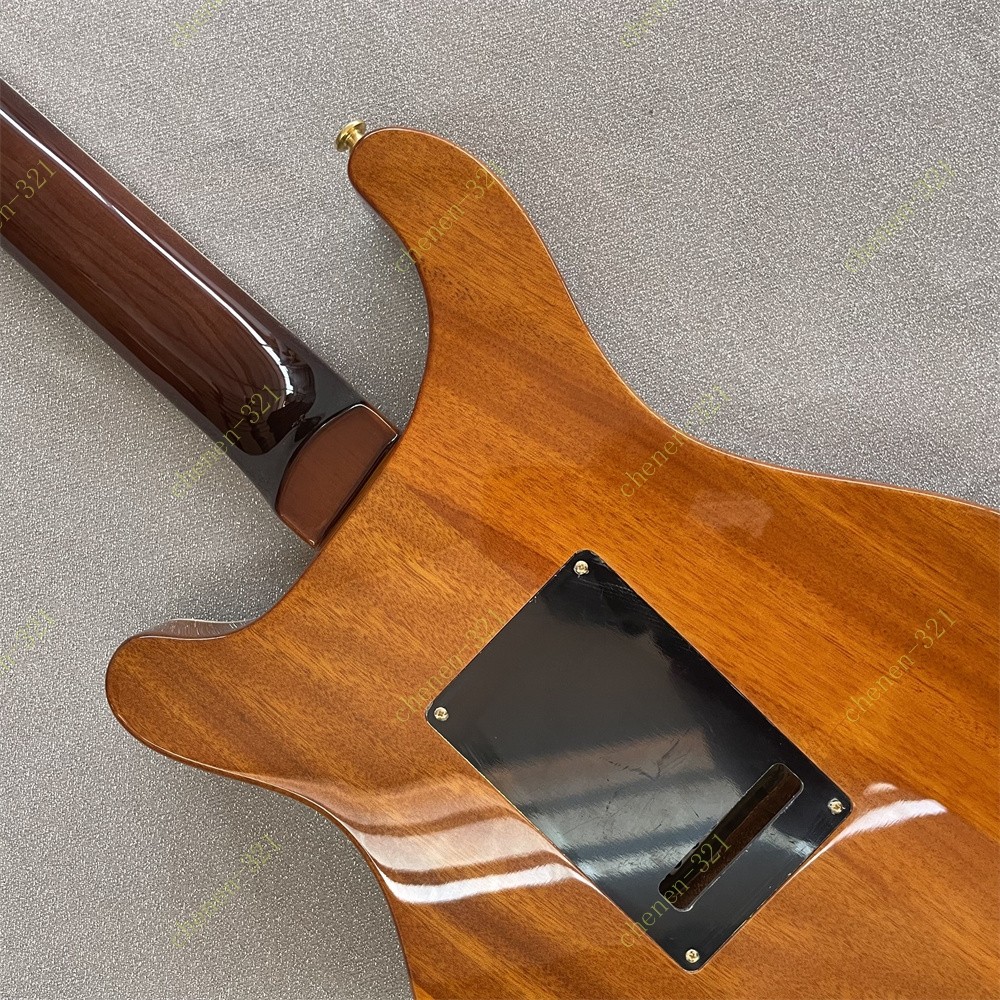Semi-Hollow Electric Guitar Spalted Maple Top Bird Inlay Bone Nut Tobacco Burst