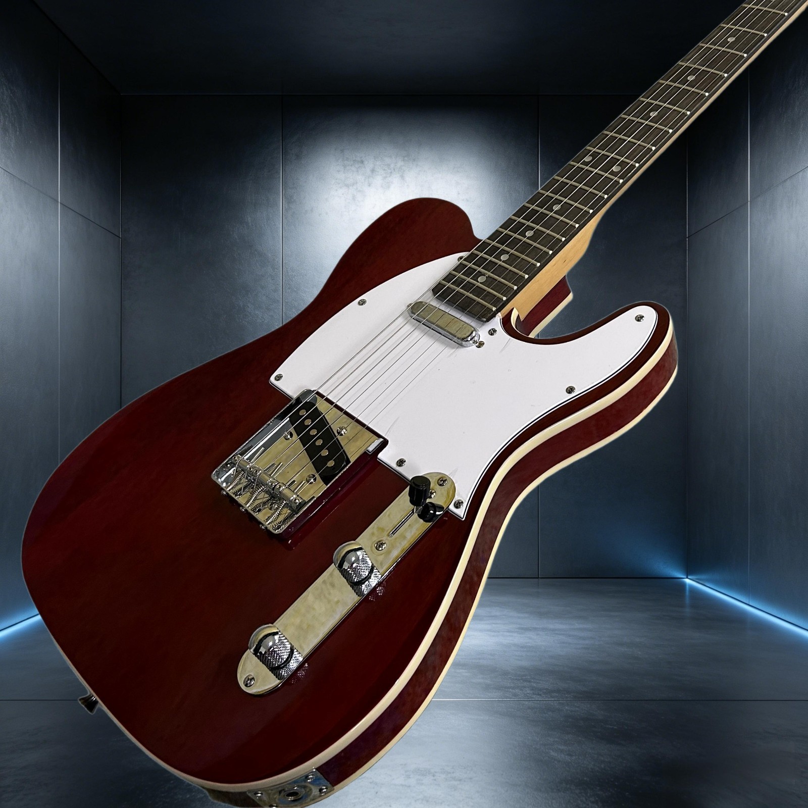 Tele Electric Guitar Rosewood Fretboard Wine Red Color 22 Frets Double Binding
