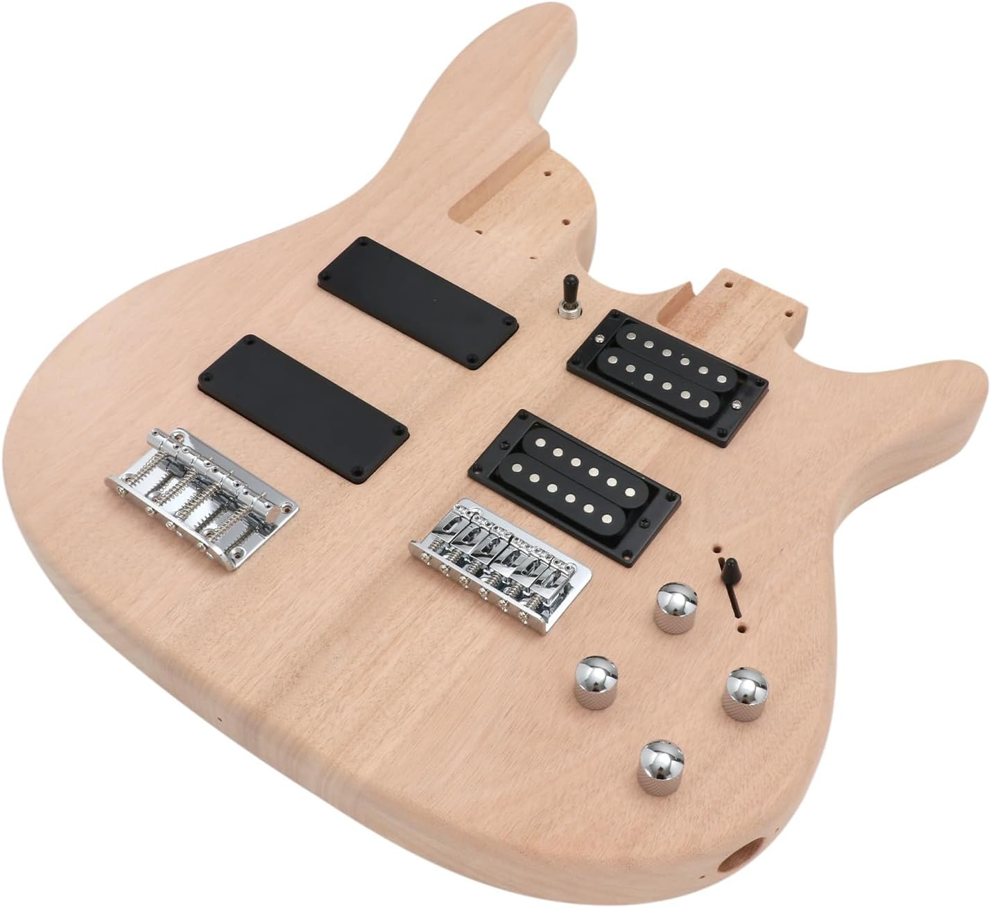 Double Neck DIY Electric Guitar Bass Kit 6-String 4-String Mahogany Build