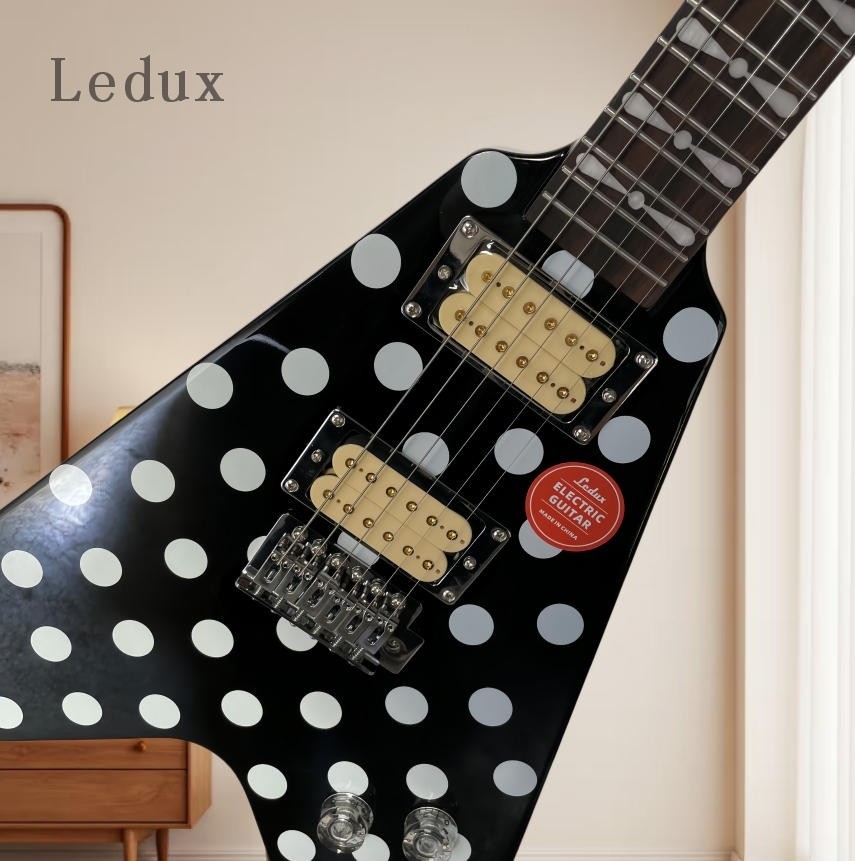 Randy Rhoads Electric Guitar Black&White Polka Dots Chrome HW Tremolo Bridge