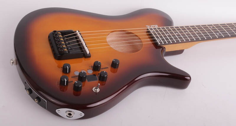 Headless electric acoustic guitar silent travel portable built in effect