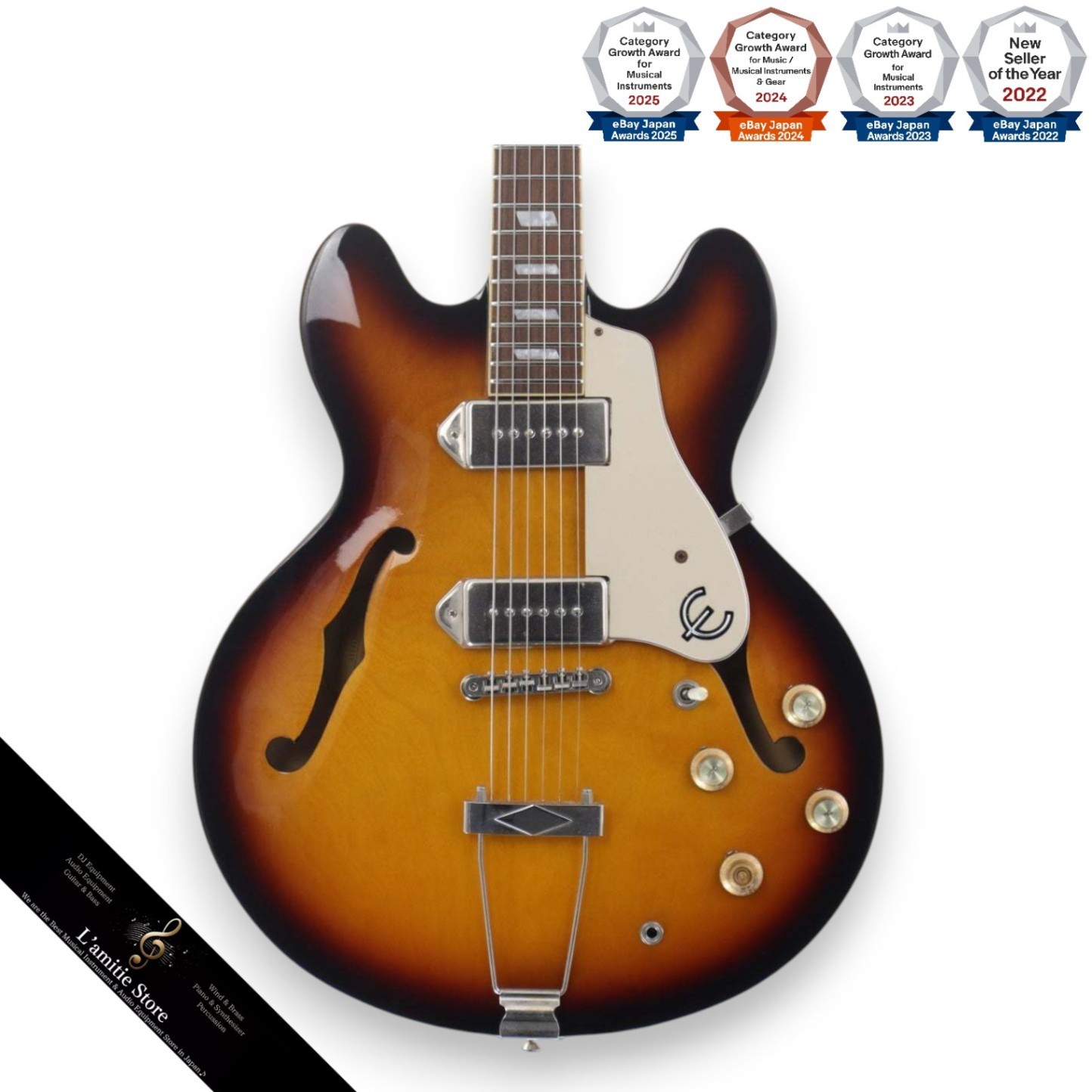 Epiphone CASINO Vintage Sunburst SemiHollow P90 Guitar