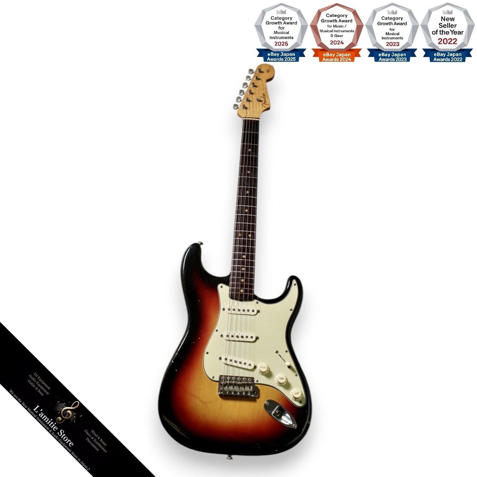 Fender 1963 Stratocaster 3TS Sunburst Electric Guitar Top Quality Jacaranda Fin