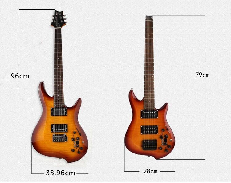 Headless electric guitar travel built in effect drum silent portable