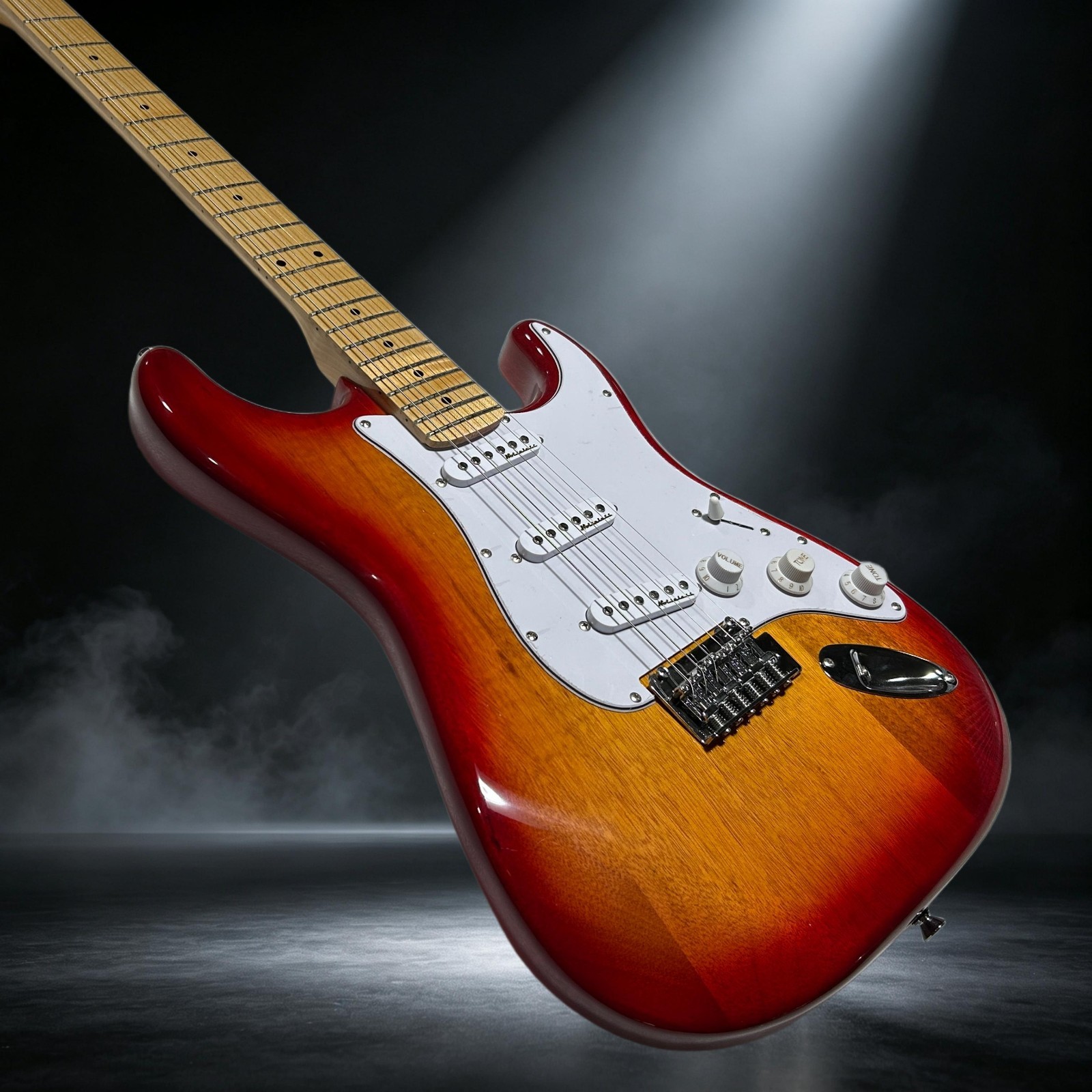 Electric Guitar Mahogany Body Maple Fretboard Cherry Sunburst Color ST Guitar