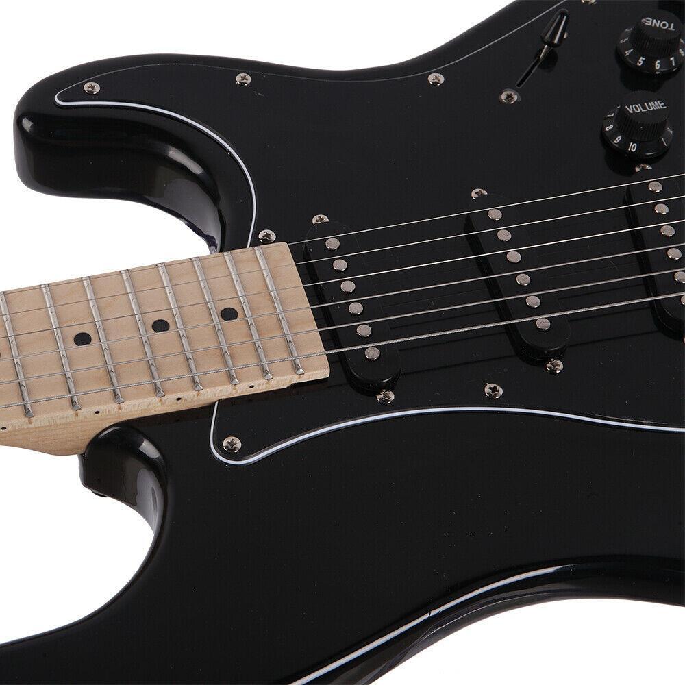 Glarry GST Stylish Basswood Black Electric Guitar Kit with Black Pickguard