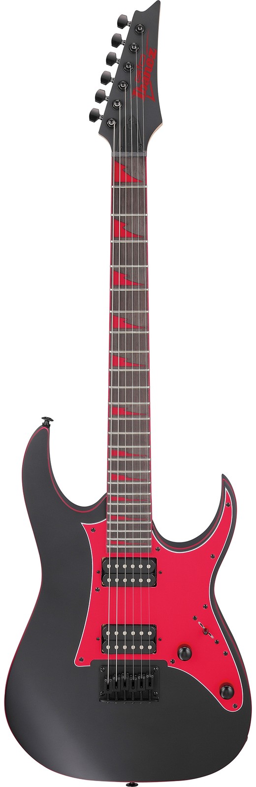 Ibanez GRG131DX RG Gio Electric Guitar – Black Flat w/ Amplifier