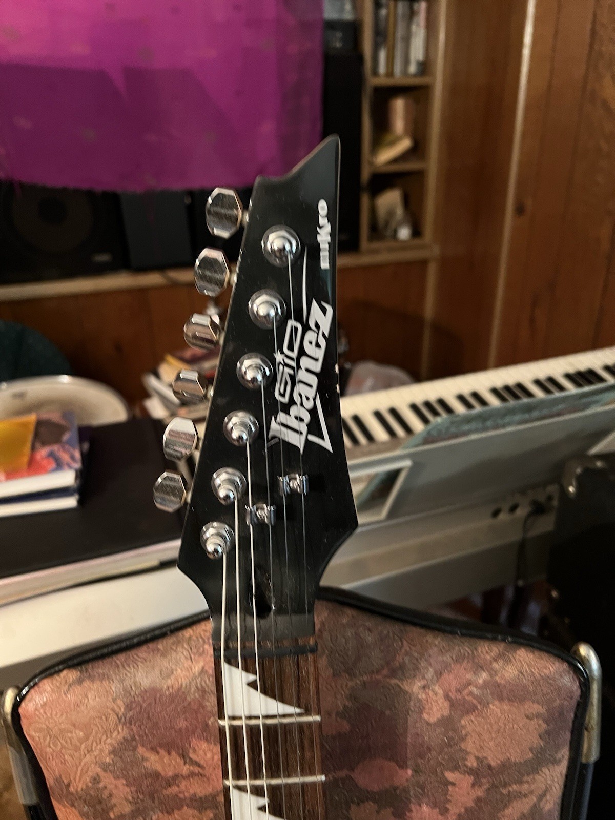 Ibanez Gio Mikro Hand Painted Electric, 2010 with Road Runner case.