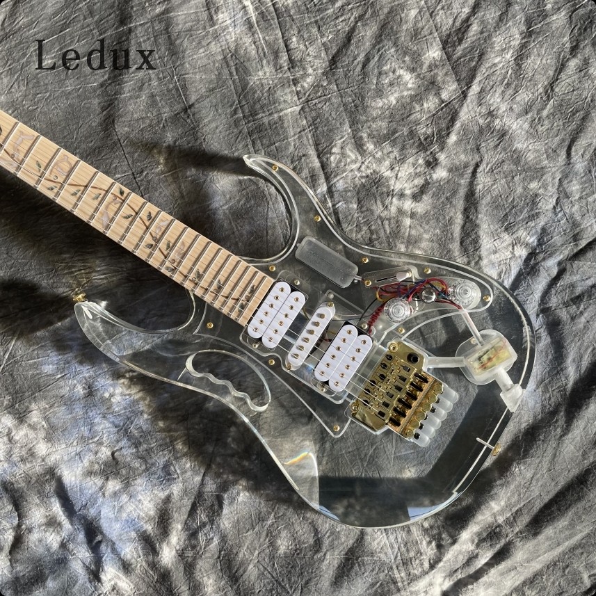 Electric Guitar Trans Acrylic H-S-H Pickups FR Bridge Gold Hardware in stock
