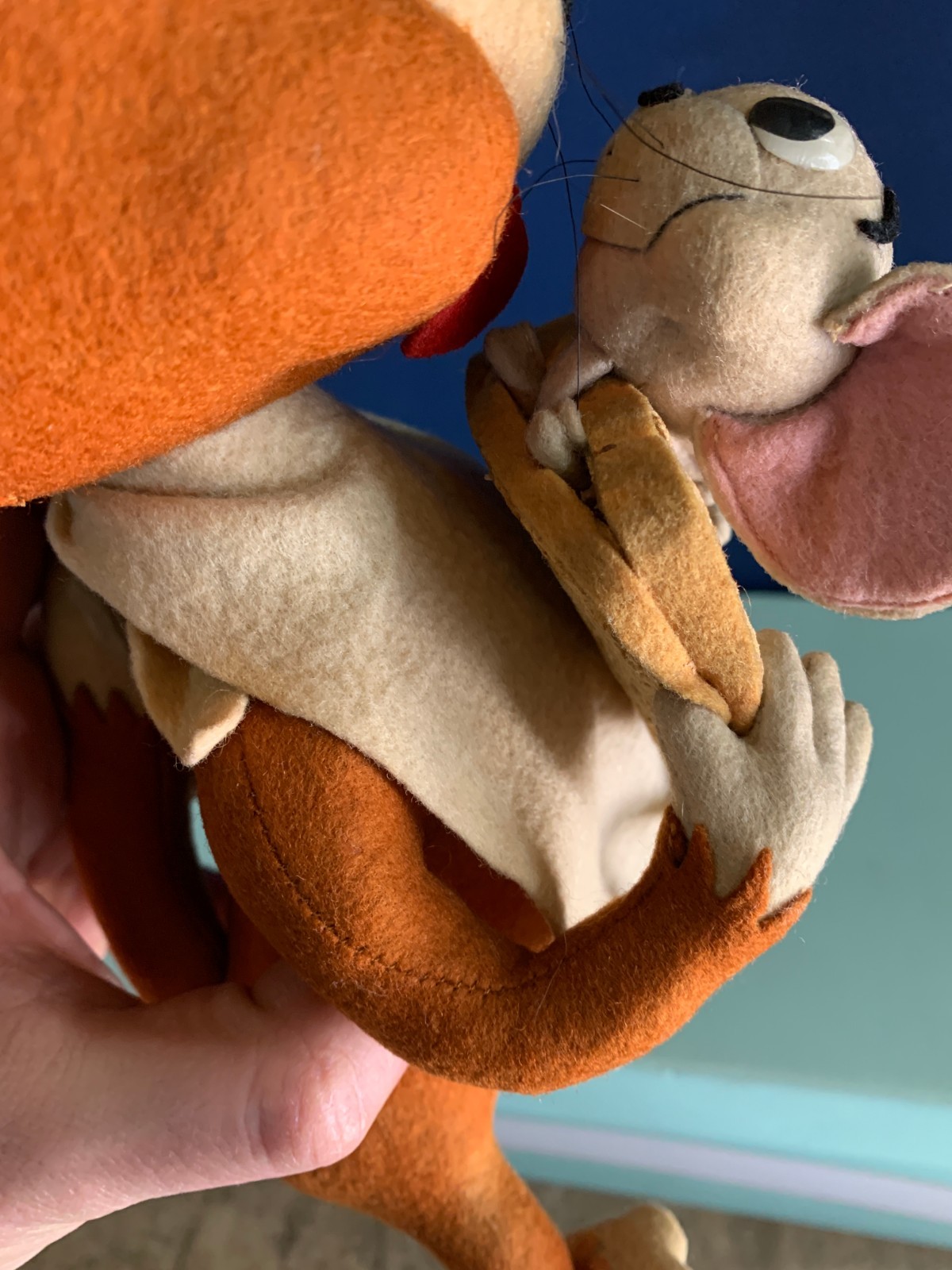 VINTAGE TOY DOLL FELT TOM &JERRY tuffy SANDWICH HANNA BARBERA LARS ITALY 1960s