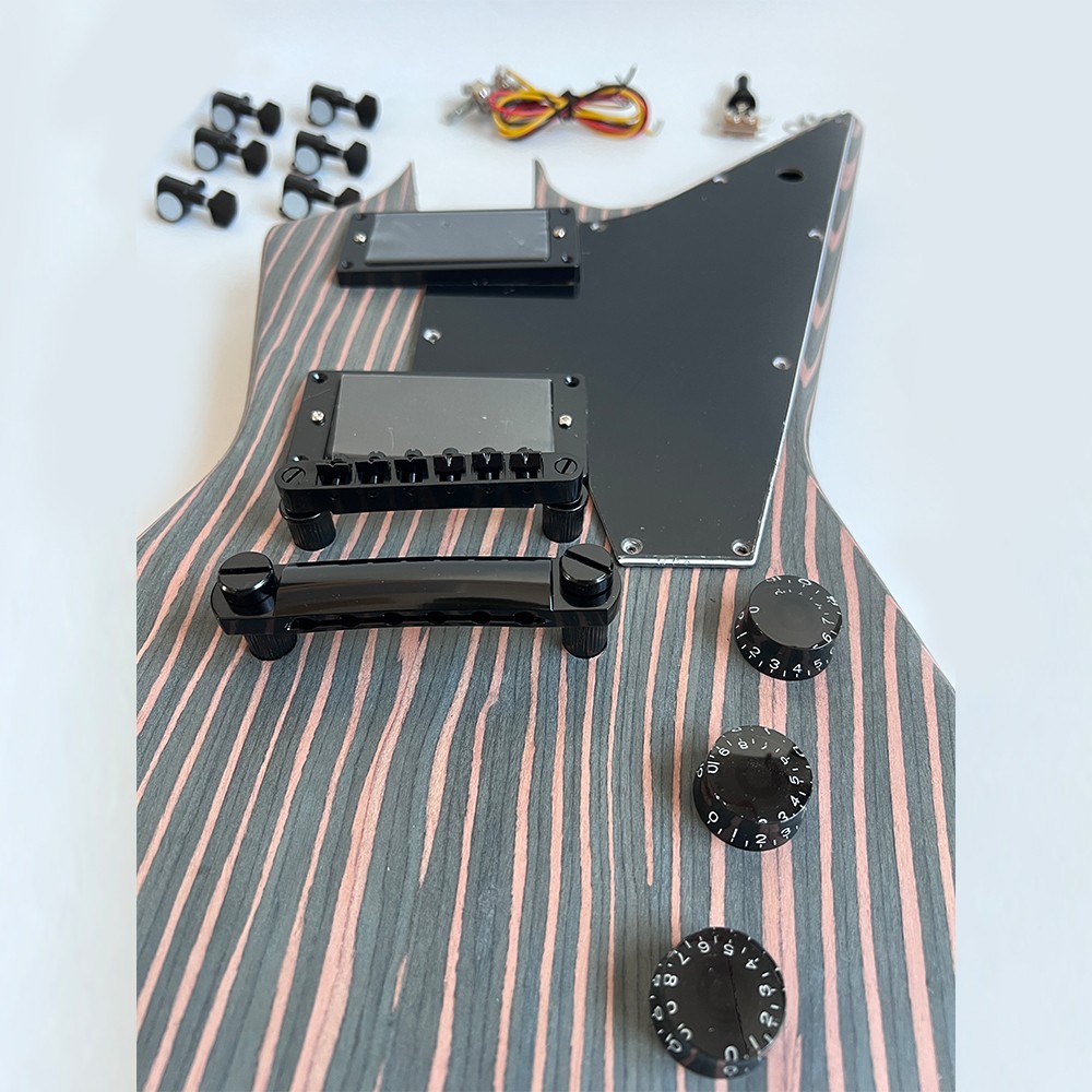 Unfinished DIY Electric Guitar Kits Zebrawood Bone Nuts Free Shipping Set In