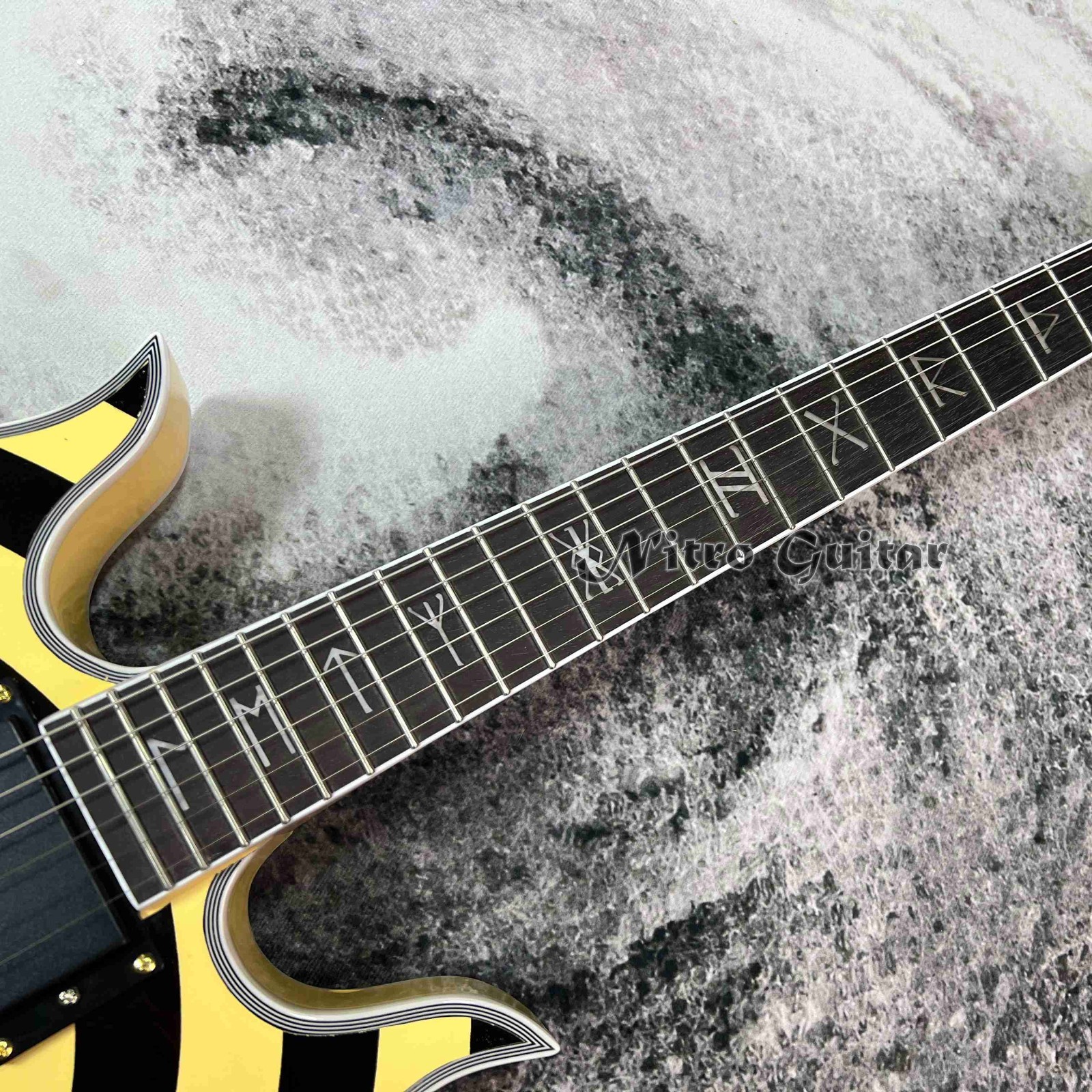 Zakk Bullseye Electric Guitar Yellow Black Swirl Double chamfer EMG Pickups