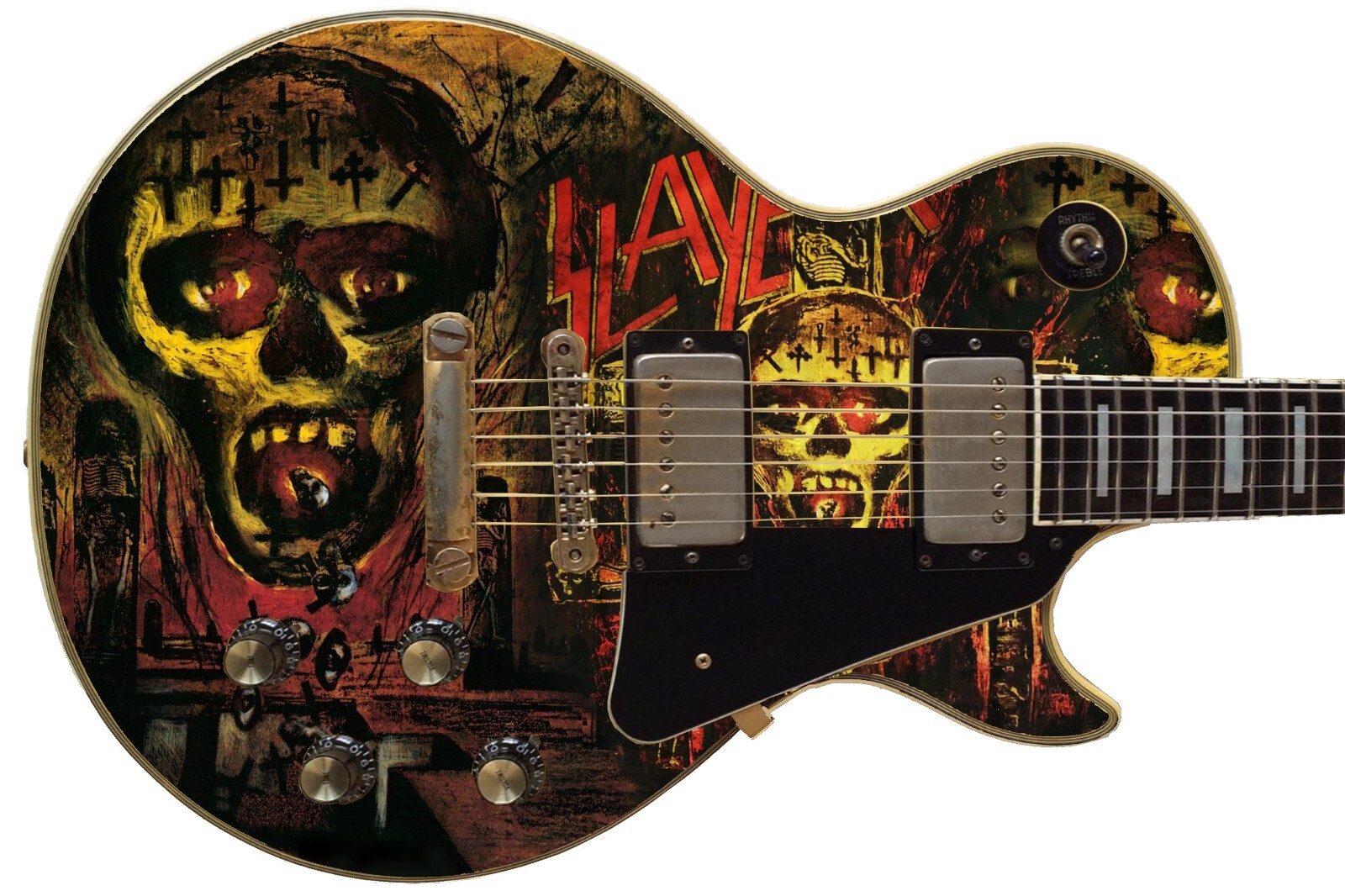 Guitar Skin Axe Wrap Iconic 80’s Metal Rock Slayer Seasons in the Abyss 1224