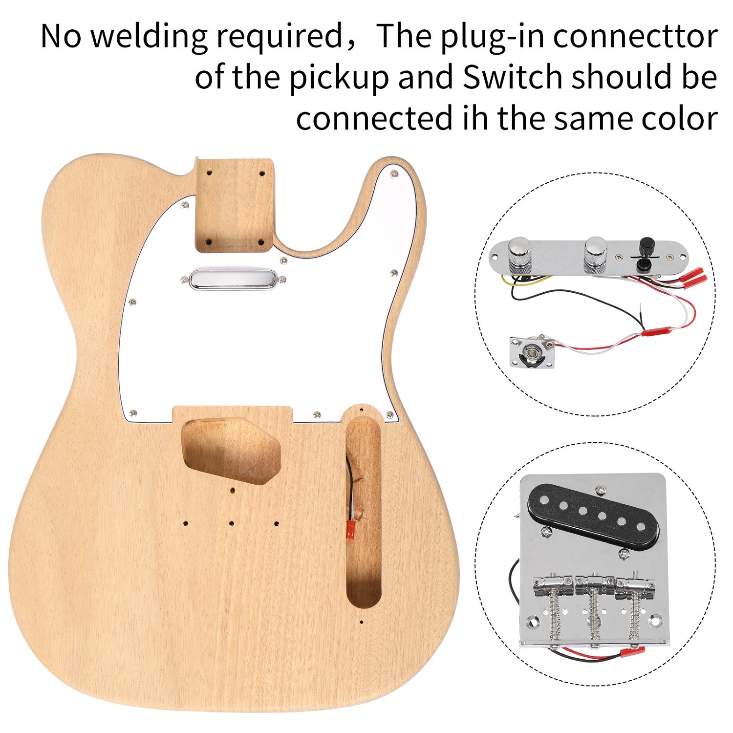 TL Style 6 Strings DIY Electric Guitar Kit Beginners w/ Mahogany Body Maple Neck