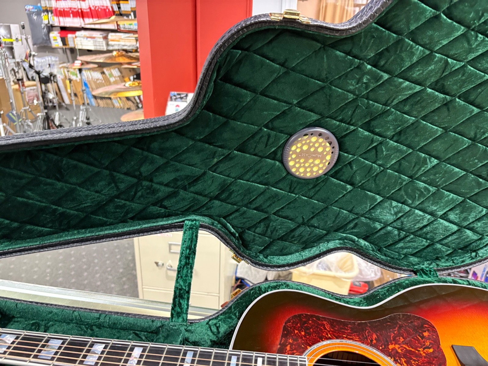 Guild F55E jumbo acoustic guitar with beautiful custom croc skin case