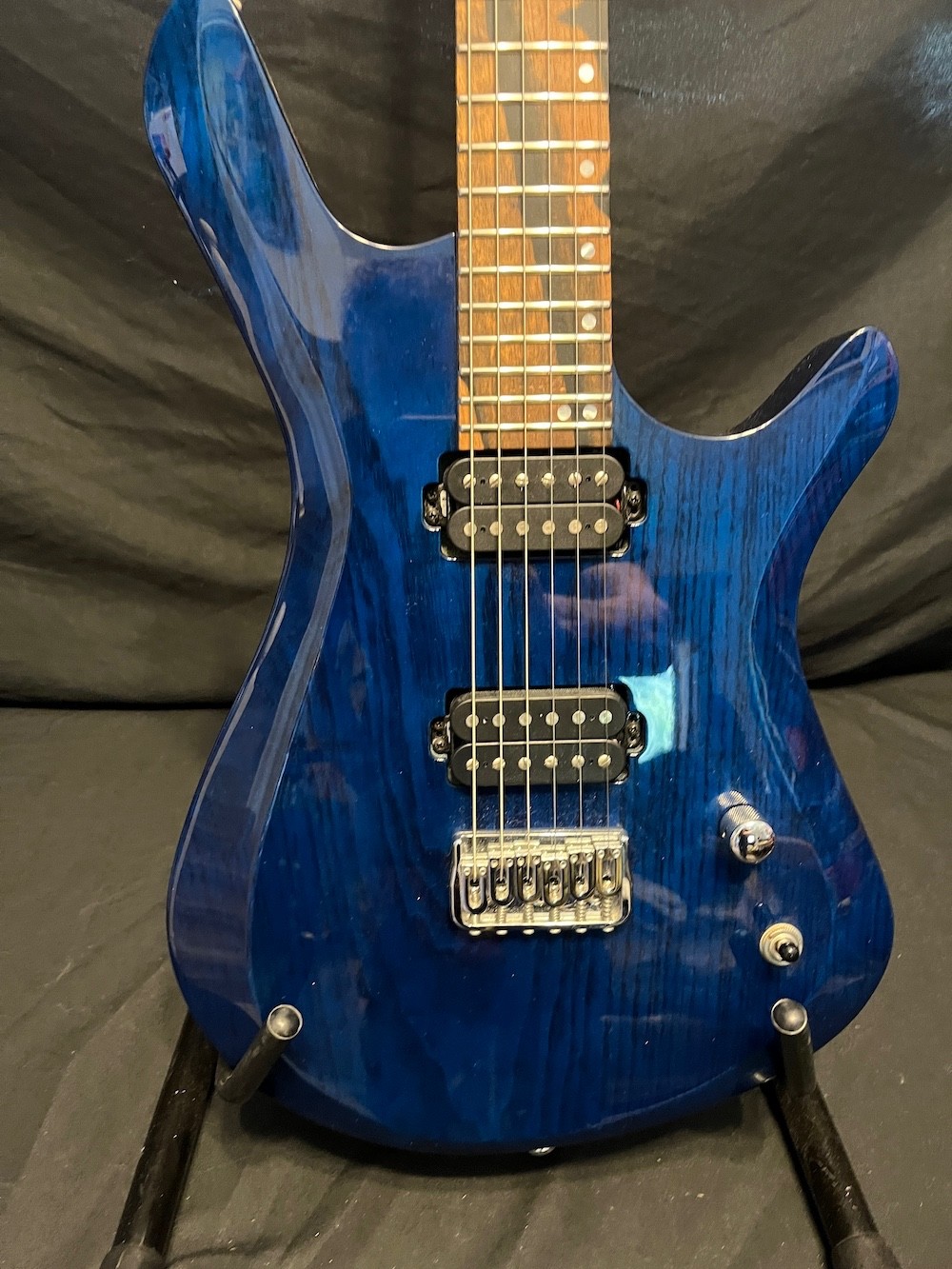 Kiesel Vanquish 6 Guitar See-Through Blue Swamp Ash-Zircote Board W/Case