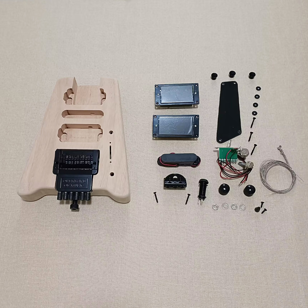 DIY Headless Electric Guitar Unfinished Kit Set In Maple Neck Solid Humbucker