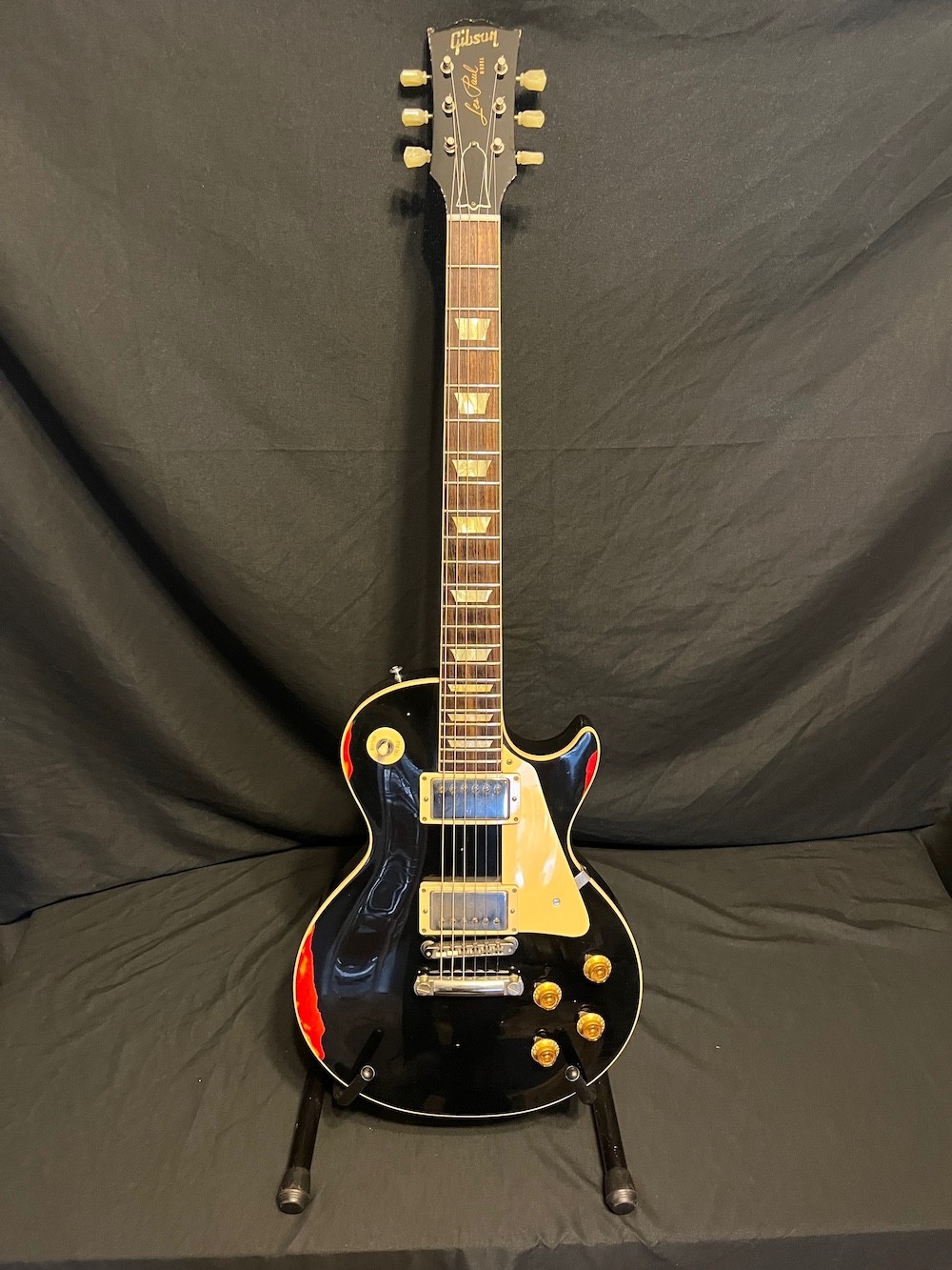 2017 Gibson Custom Shop Les Paul Standard Painted Over Aged Ebony Cherry/Sunburs