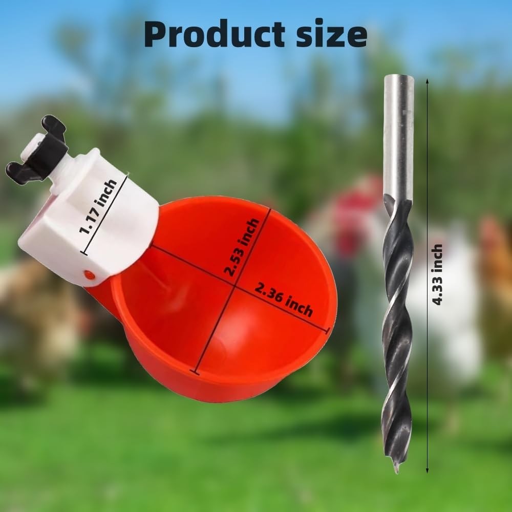 Chicken Waterer Cups, 12 Packs Poultry Water Feeder with Drill, Large Poultry…