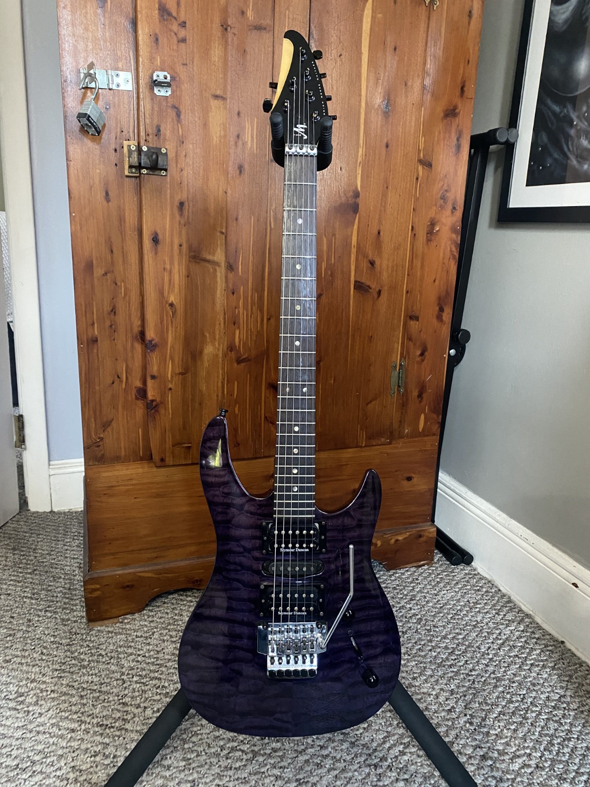 Brian Moore iM Quilted Trans Blue Korea UPGRADES hard case Floyd Rose FREE SHIP