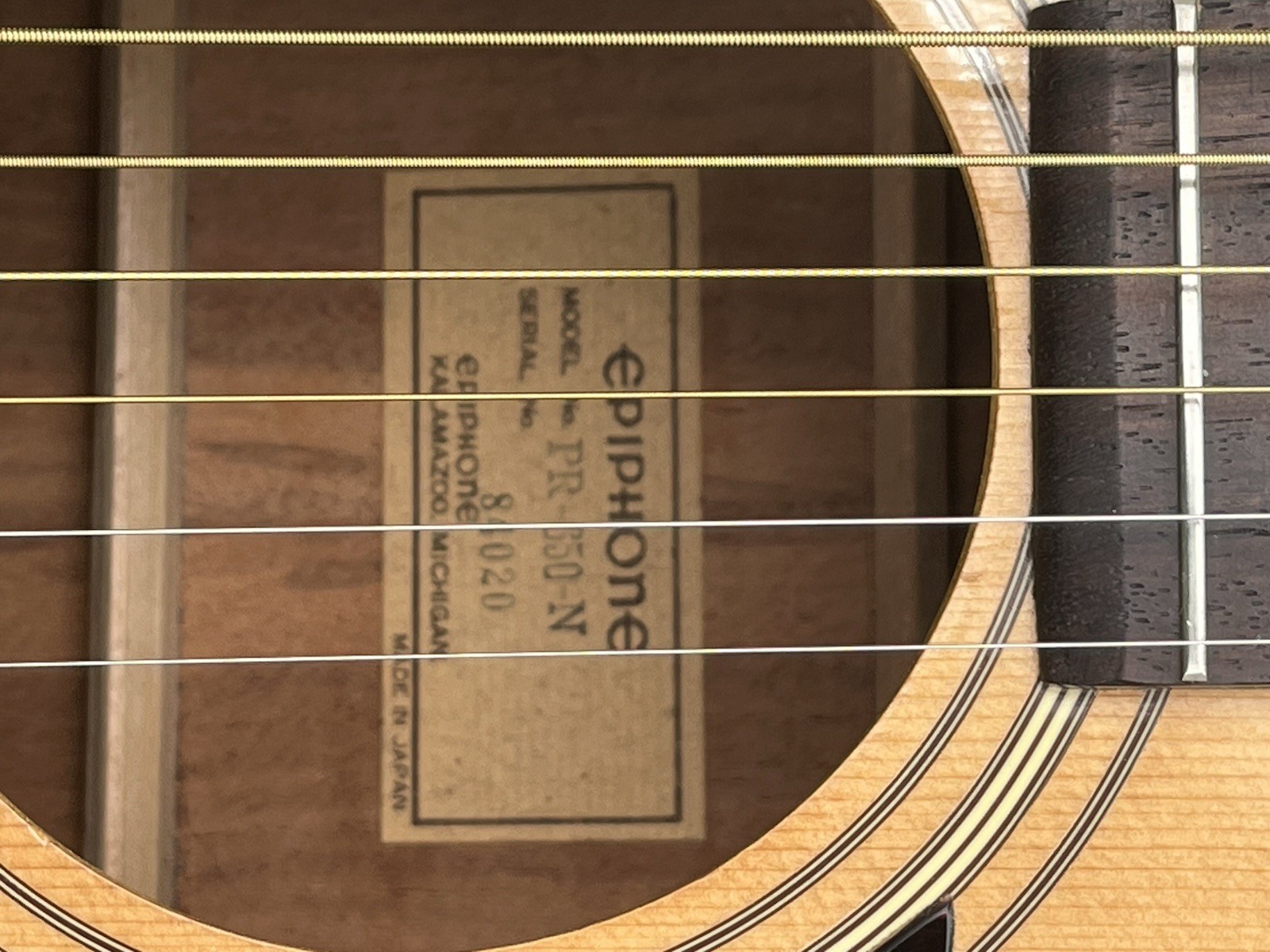 Vintage 1984 Epiphone PR-650N MIJ Acoustic Guitar – Pro Setup, Bone Saddle, Bag
